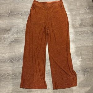 Women's Orange Wide-Leg Sparkly Pants